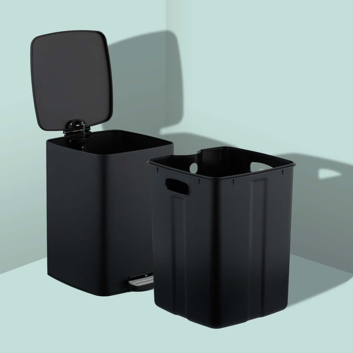 Cos de gunoi cu pedala, 20 L, metal, 40 x 28 x 34 cm, negru, Relaxdays - imagine 4