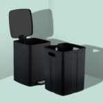 Cos de gunoi cu pedala, 20 L, metal, 40 x 28 x 34 cm, negru, Relaxdays - imagine 4