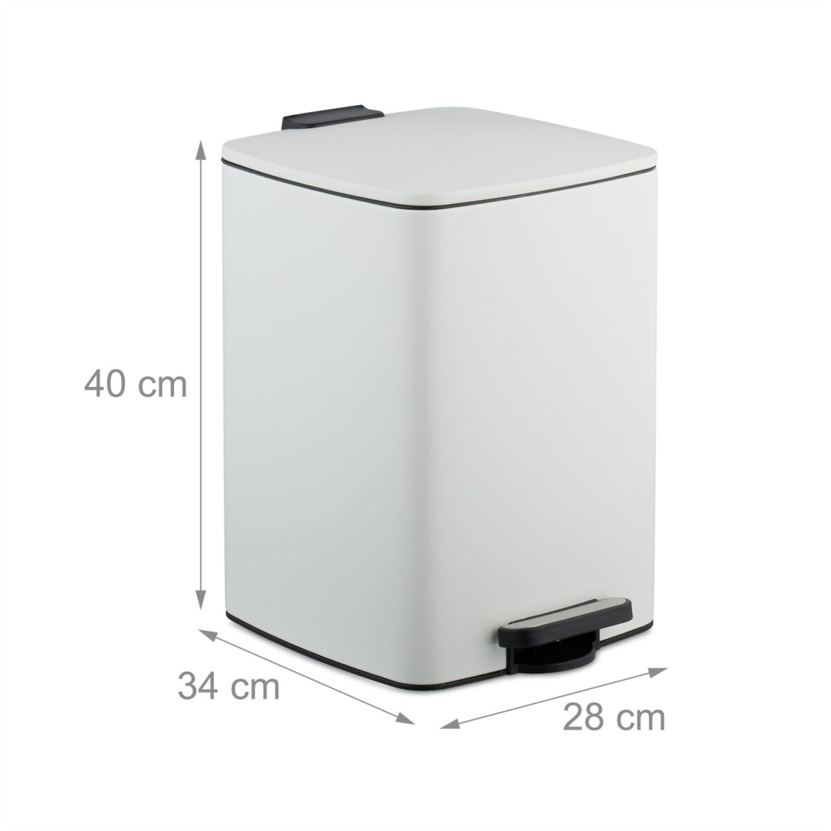 Cos de gunoi cu pedala, 20 L, fier, 40 x 28 x 34 cm, alb, Relaxdays - imagine 5