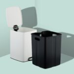 Cos de gunoi cu pedala, 20 L, fier, 40 x 28 x 34 cm, alb, Relaxdays - imagine 4