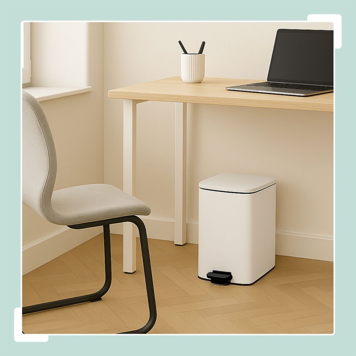 Cos de gunoi cu pedala, 20 L, fier, 40 x 28 x 34 cm, alb, Relaxdays - imagine 2