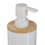 Set de baie cu 7 piese, cos de gunoi 5 l, perie toaleta, dispenser sapun, savoniera, pahar, suport periute, plastic, alb lucios, Relaxdays - imagine 8