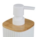 Set de baie cu 6 piese, cos de gunoi 5 l, perie toaleta, dispenser sapun, savoniera, pahar, suport periute, plastic, alb, Relaxdays - imagine 8