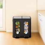 Cos de gunoi cu pedala 2 x 15 litri, reciclare selectiva, din otel inoxidabil, 30 L, negru, 47,5 x 42 x 37 cm, Relaxdays - imagine 5