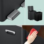 Cos de gunoi cu pedala 2 x 15 litri, reciclare selectiva, din otel inoxidabil, 30 L, negru, 47,5 x 42 x 37 cm, Relaxdays - imagine 6