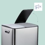 Cos de gunoi cu pedala 2 x 15 litri, reciclare selectiva, din otel inoxidabil, 30 L, argintiu, 47,5 x 42 x 37 cm, Relaxdays - imagine 2