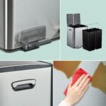 Cos de gunoi cu pedala 2 x 15 litri, reciclare selectiva, din otel inoxidabil, 30 L, argintiu, 47,5 x 42 x 37 cm, Relaxdays - imagine 6
