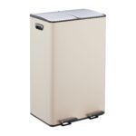 Cos de gunoi cu pedala 2 x 30 L, reciclare selectiva, crem, inchidere silentioasa, 71,5 x 47 x 36 cm, Relaxdays