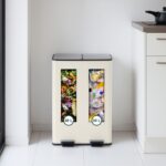Cos de gunoi cu pedala 2 x 30 L, reciclare selectiva, crem, inchidere silentioasa, 71,5 x 47 x 36 cm, Relaxdays - imagine 5