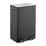 Cos de gunoi cu pedala 2 x 30 L, reciclare selectiva, negru, inchidere silentioasa, 71,5 x 47 x 36 cm, Relaxdays
