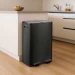 Cos de gunoi cu pedala 2 x 30 L, reciclare selectiva, negru, inchidere silentioasa, 71,5 x 47 x 36 cm, Relaxdays - imagine 3
