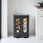 Cos de gunoi cu pedala 2 x 30 L, reciclare selectiva, negru, inchidere silentioasa, 71,5 x 47 x 36 cm, Relaxdays - imagine 5
