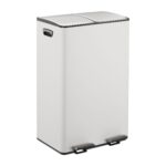 Cos de gunoi cu pedala 2 x 30 L, reciclare selectiva, alb, inchidere silentioasa, 71,5 x 47 x 36 cm, Relaxdays