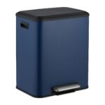 Cos de gunoi cu 2 compartimente 2 x 15 litri, reciclare selectiva, fier, albastru, Relaxdays