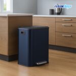Cos de gunoi cu 2 compartimente 2 x 15 litri, reciclare selectiva, fier, albastru, Relaxdays - imagine 3