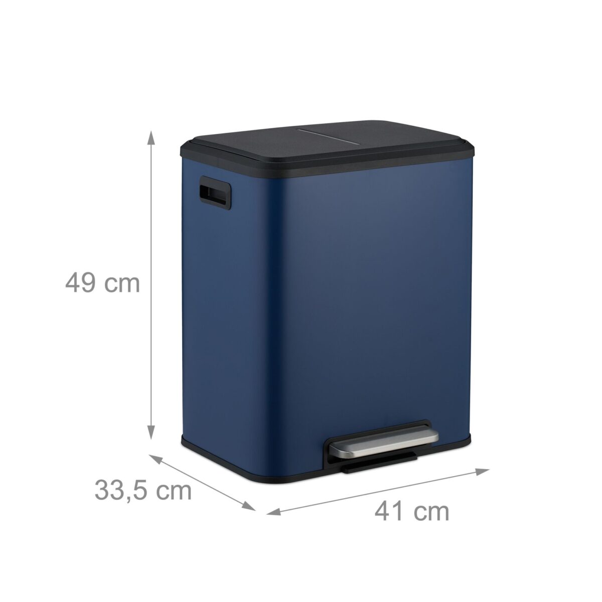 Cos de gunoi cu 2 compartimente 2 x 15 litri, reciclare selectiva, fier, albastru, Relaxdays - imagine 4
