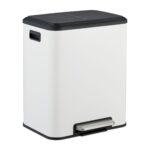 Cos de gunoi cu 2 compartimente 2 x 15 litri, reciclare selectiva, fier, alb, Relaxdays