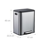 Cos de gunoi cu 2 compartimente 2 x 15 litri, reciclare selectiva, otel inoxidabil, argintiu, Relaxdays - imagine 4