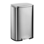 Cos de gunoi cu pedala, 50 L, otel inoxidabil, argintiu, 65 x 42,5 x 35 cm, Relaxdays