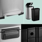 Cos de gunoi cu pedala, 50 L, otel inoxidabil, argintiu, 65 x 42,5 x 35 cm, Relaxdays - imagine 6