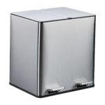 Cos de gunoi cu filtru de mirosuri 2x15 litri, reciclare selectiva, otel inoxidabil, argintiu, Relaxdays