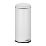 Cos de gunoi cu pedala, 30 L, alb, otel, 68 x 28 x 32 cm, Relaxdays