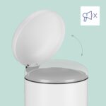 Cos de gunoi cu pedala, 30 L, alb, otel, 68 x 28 x 32 cm, Relaxdays - imagine 2