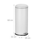 Cos de gunoi cu pedala, 30 L, alb, otel, 68 x 28 x 32 cm, Relaxdays - imagine 4