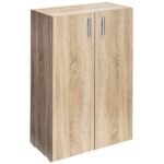 Dulap multifunctional cu usi, Vela, 3 rafturi, MDF, stejar, 115.5 x 60 x 31 cm