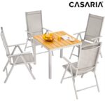Set mobilier de gradina, 5 piese, masa si scaune, crem/maro