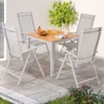 Set mobilier de gradina, 5 piese, masa si scaune, crem/maro - imagine 5
