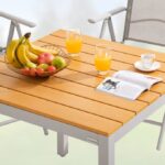 Set mobilier de gradina, 5 piese, masa si scaune, crem/maro - imagine 10
