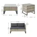 Set mobilier de gradina Santorini, poliratan, 4 piese, crem/gri - imagine 8