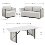 Set mobilier de gradina, design modern, 4 persoane, crem/negru - imagine 8