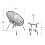 Set 2 scaune si masuta, pentru terasa/balcon, gri - imagine 8