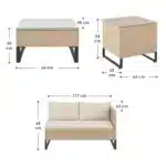 Set mobilier de gradina Santorini, poliratan, 4 piese, crem - imagine 8