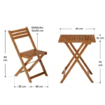 Set mobilier pentru terasa/balcon, din lemn, maro - imagine 9