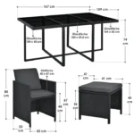 Set mobilier de gradina Baracoa, 11 piese, poliratan, antracit - imagine 9