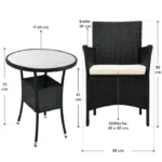 Set mobilier pentru terasa/balcon, gri/crem, poliratan - imagine 12