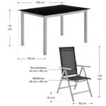Set mobilier de gradina/terasa, Milano,7 piese, 6 scaune si masa, din aluminiu, gri-argintiu - imagine 8