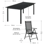 Set mobilier de gradina/terasa, Milano,7 piese, 6 scaune si masa, din aluminiu, negru - imagine 8