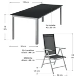 Set mobilier de gradina/terasa, Milano, 9 piese, 8 scaune si masa, din aluminiu, gri-argintiu - imagine 7