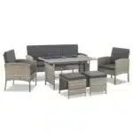 Set mobilier de gradina Turin, 6 piese, poliratan, crem/gri