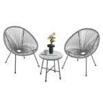 Set 2 scaune si masuta, pentru terasa/balcon, gri