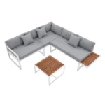 Set mobilier de gradina/terasa St. Tropez, 4 persoane, gri/alb