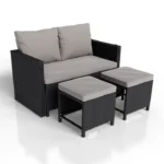 Set mobilier de gradina/terasa 2 in 1, modern, 2 piese, poliratan, negru