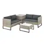 Set mobilier de gradina Santorini, poliratan, 4 piese, crem/gri