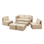 Set mobilier de gradina/terasa, 6 piese, crem