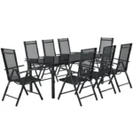Set mobilier de gradina/terasa, Milano,7 piese, 6 scaune si masa, din aluminiu, negru