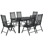 Set mobilier de gradina/terasa, Milano,7 piese, 6 scaune si masa, din aluminiu, negru
